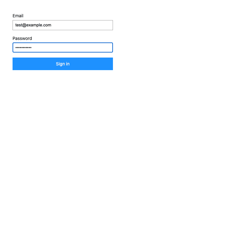 The login form, filled in, before the click